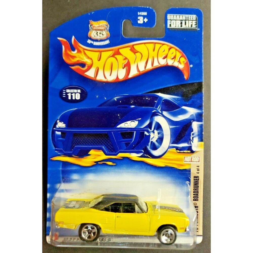 2002 - 1970 Plymouth Roadrunner Hot Wheels Yellow 110 4‎ of 4 Hot Rod HW7